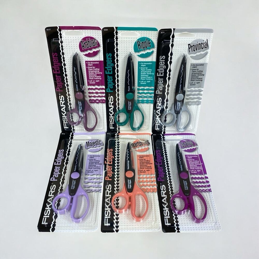 6 Fiskars Paper Edgers Scissors Arabian Ripple Provincial Majestic Heartstrings